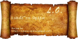 Lukács Opika névjegykártya